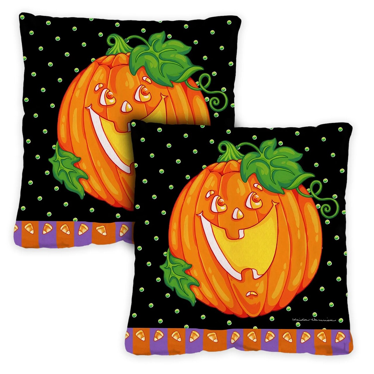 Toland Home Garden Set of 2 Happy Halloween Outdoor Patio Throw Pillow Covers 18”